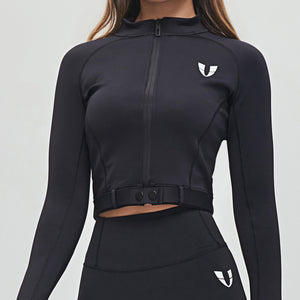 Full-zip Cropped Jacket Plus - Black