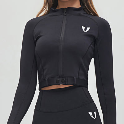 Full-zip Cropped Jacket Plus - Black