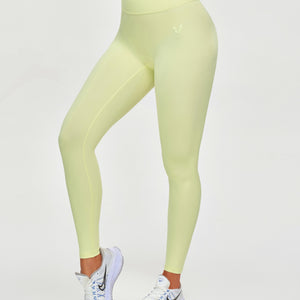 High Waisted Workout Leggings - Light Yellow