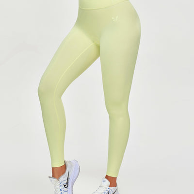 High Waisted Workout Leggings - Light Yellow