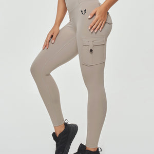 High Waisted Cargo Leggings - Khaki