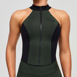 Contrast Color Gym Tank - Deep Green and Black