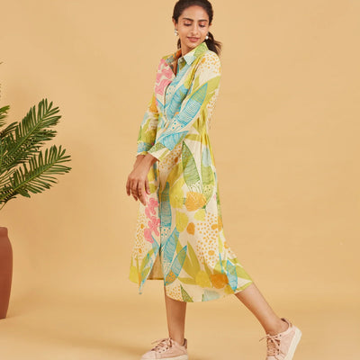 Abstract Tropical Printed Dress