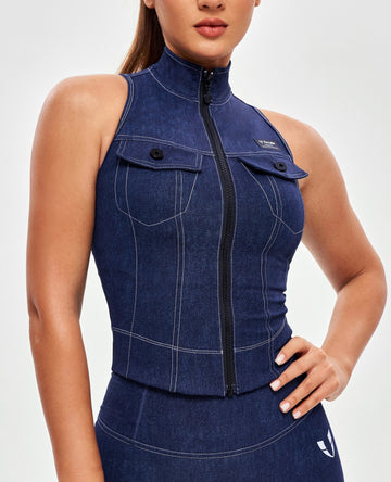 Denim Blue White Stitching
