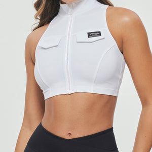 Cropped Cargo Tank - White