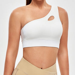 One Shoulder Sports Bra - White