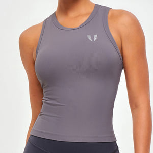 Ribbed Workout Tank - Gray Purple