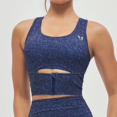 Scoop Neck Sports Bra - Denim Blue