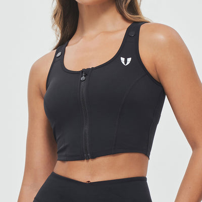 Zip Up Padded Tank - Black