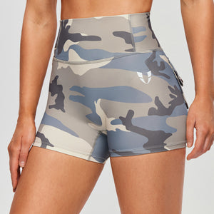 High Waist Cargo Shorts - Grey blue Camo