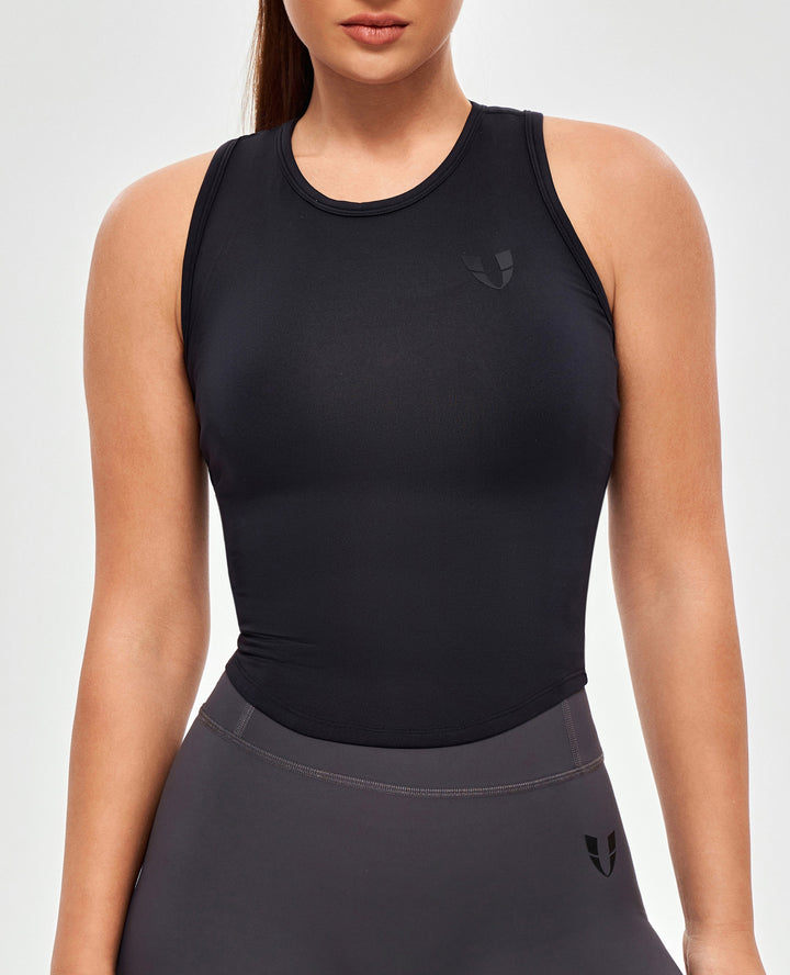 Round Neck Sports Tank - Black