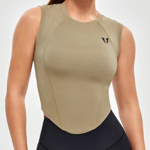 Curved Hem Tank Top - Brown