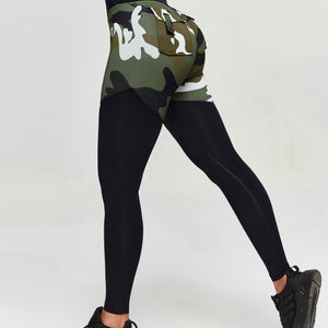 V-Waist Gym Leggings - White Green Camo