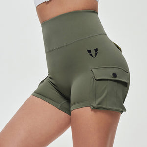 Scrunch Butt Cargo Shorts - Olive Green