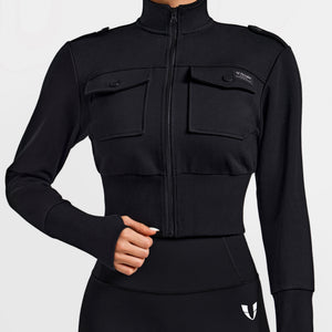 Loose Fit Active Crop Jacket - Black