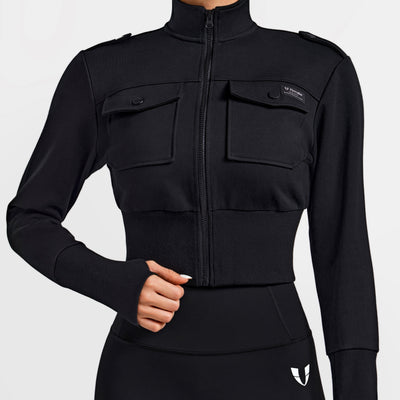 Loose Fit Active Crop Jacket - Black