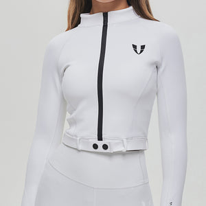 Full-zip Cropped Jacket Plus - White