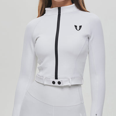 Full-zip Cropped Jacket Plus - White