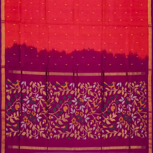 Red Handloom Uppada Silk Saree With Droplet Buttas