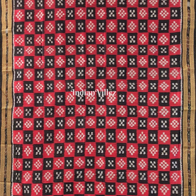 Black Red Body Pasapali Odisha Ikat Khandua Silk Saree