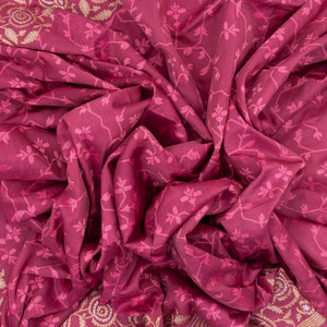 Dusty Pink Handwoven Banarasi Silk Saree With Floral Motifs