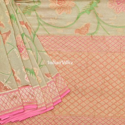 Flower Motif Banarasi Khaddi Georgette Saree