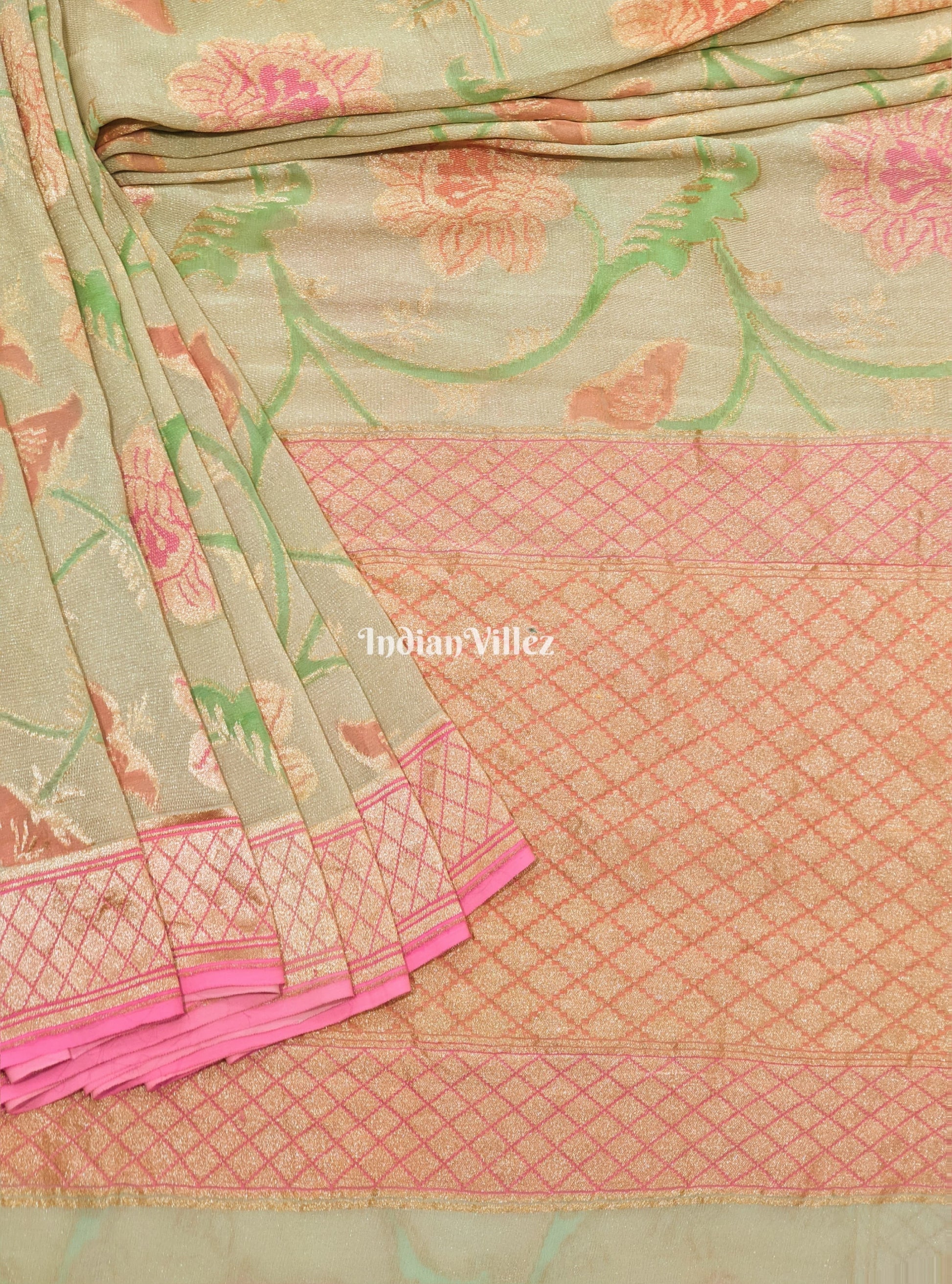 Flower Motif Banarasi Khaddi Georgette Saree