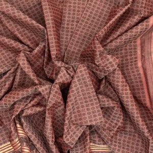 Dusty Pink Handloom Kanchi Cotton Saree With Annam Chakaram Motifs