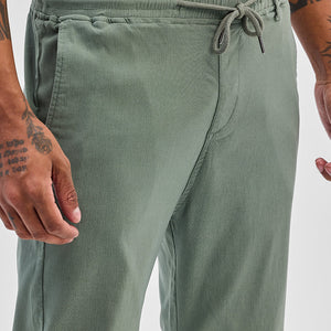 Olive Plain Slim Fit Trousers