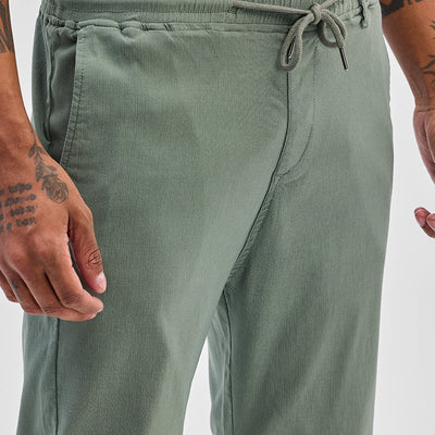 Olive Plain Slim Fit Trousers