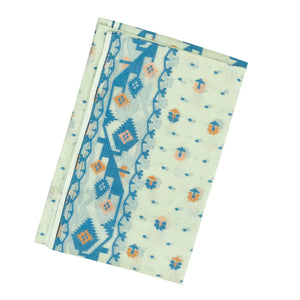 Mint Green Bengal Cotton Saree And Floral Motifs