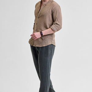 Beige Self-Design Shirt