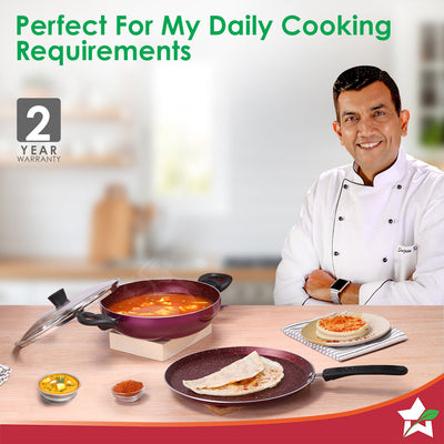 Bandhan Non-stick Cookware 3 Pcs.Set | Dosa Tawa,Kadhai by black tree