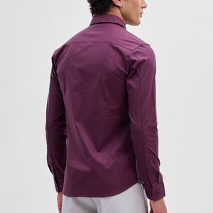 Burgundy Stretchable Slim Fit Shirt