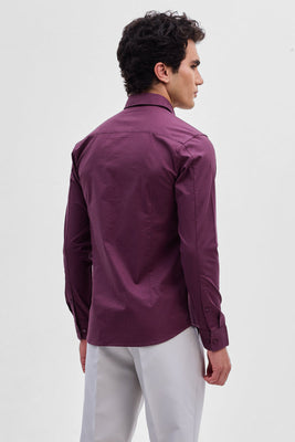 Burgundy Stretchable Slim Fit Shirt