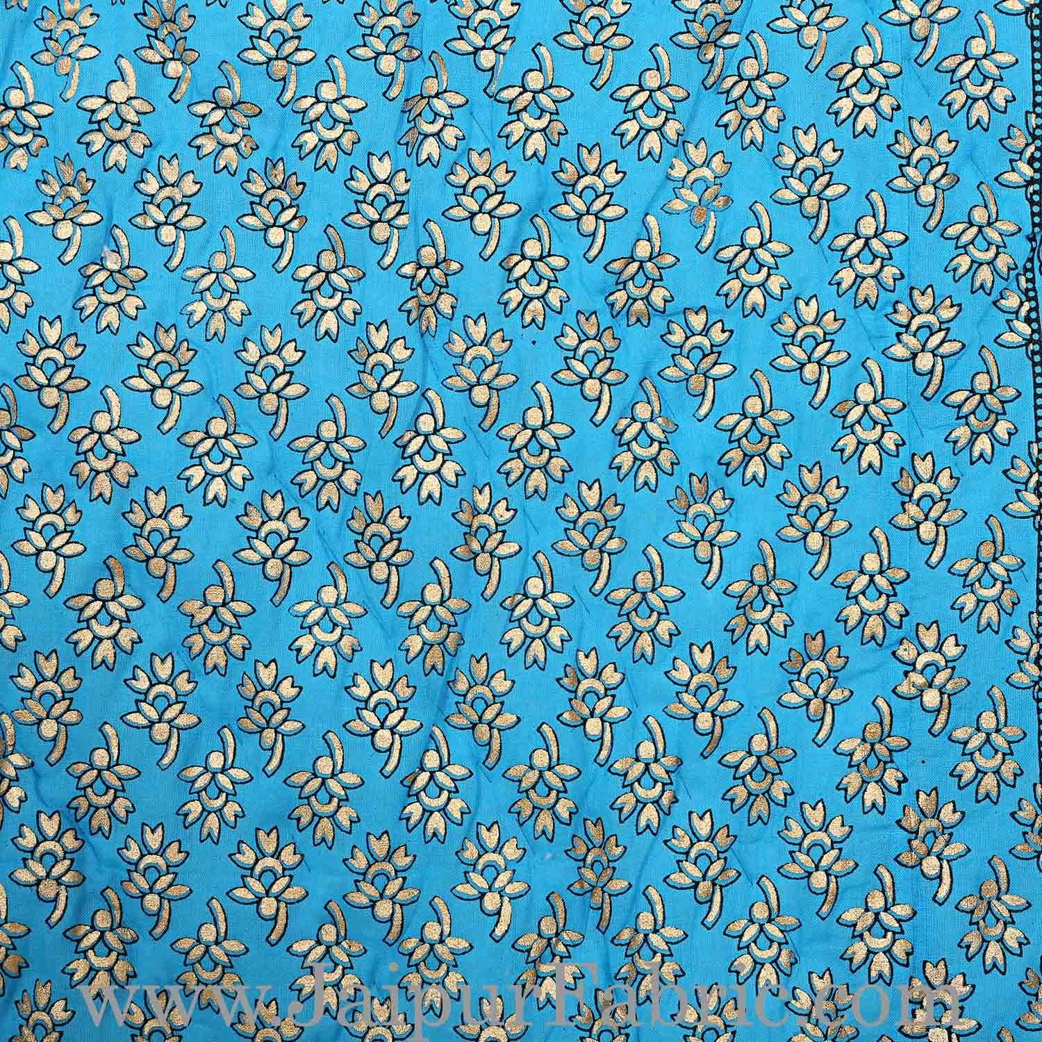 Jaipuri Razai Firozi Color Camel Golden Print Single Bed Quilt