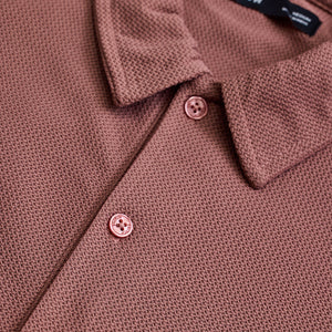 Mauve Textured Polo T-Shirt