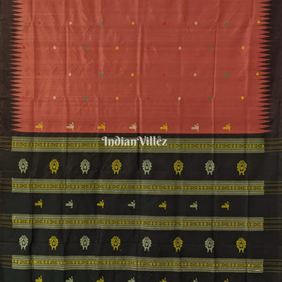 Rust Bomkai Sambalpuri Silk Saree inspired by Ganjam Bomkai Theme