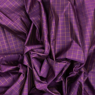 Lilac Handloom Kanchipuram Silk Saree With Zari Checks & Payadi Border