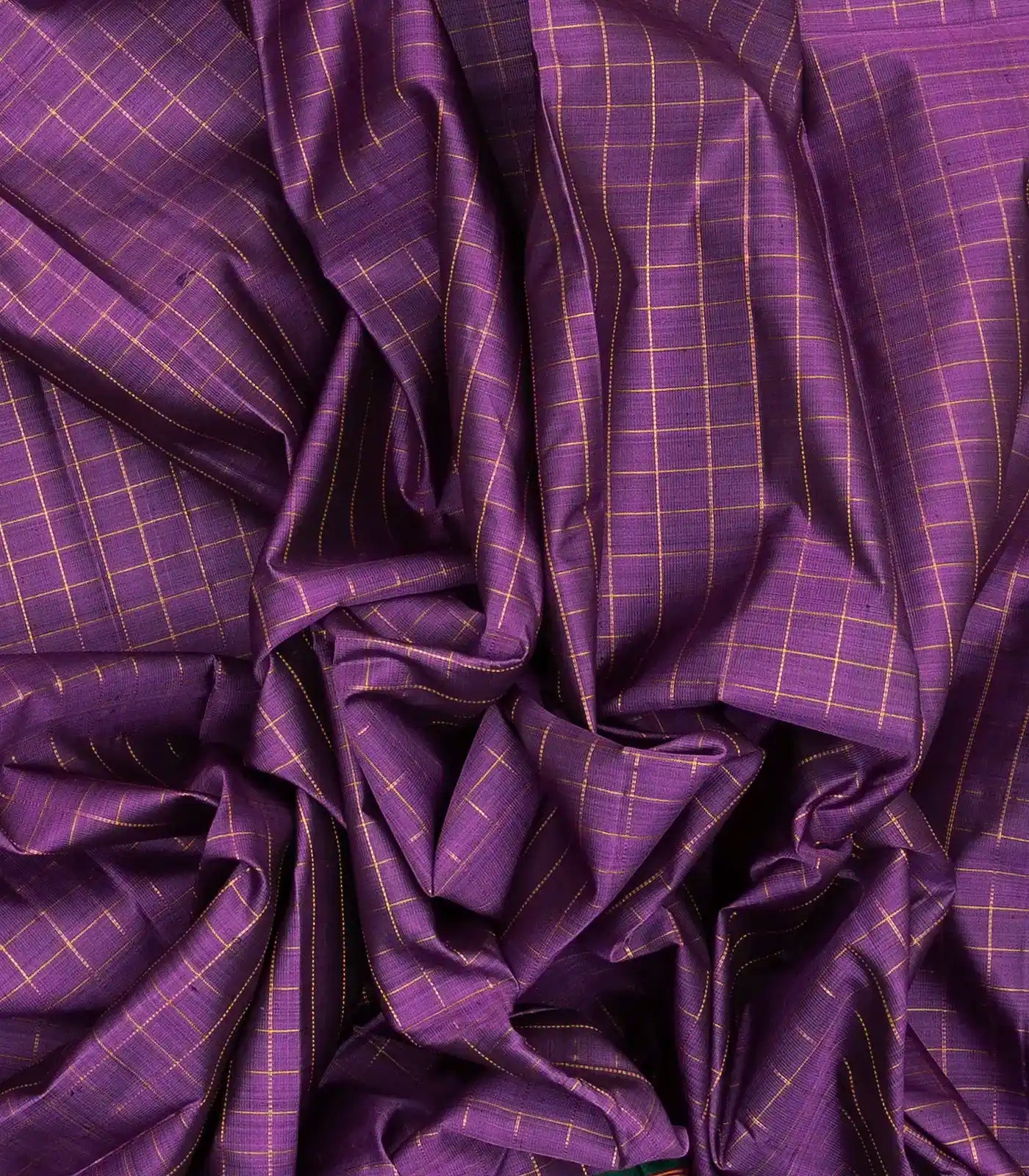 Lilac Handloom Kanchipuram Silk Saree With Zari Checks & Payadi Border