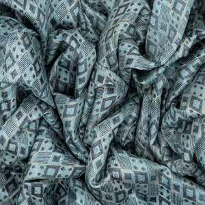 Light Blue Handloom Tussar Silk Saree Printed With Triangle Motifs