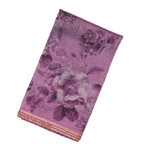 Lilac Woven Viscose Saree With Printed Floral Motifs
