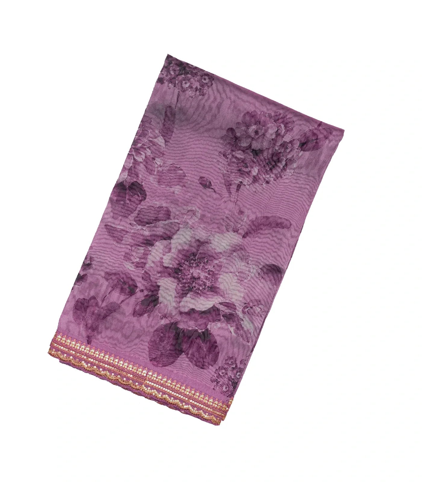 Lilac Woven Viscose Saree With Printed Floral Motifs