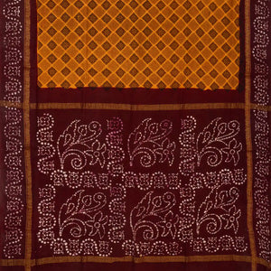 Mustard Sungudi Cotton Saree With Square Motifs