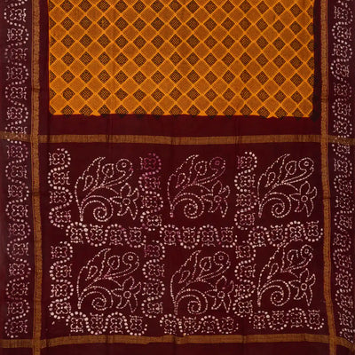 Mustard Sungudi Cotton Saree With Square Motifs