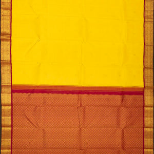 Yellow Handloom Korvai Kanchipuram Silk Saree With Annam Buttas