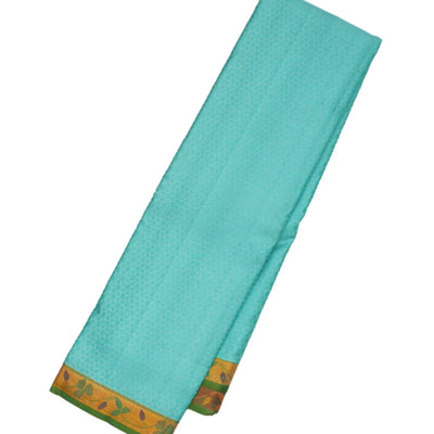 Turquoise Handloom Kanchipuram Silk Saree With Honeycomb Motifs