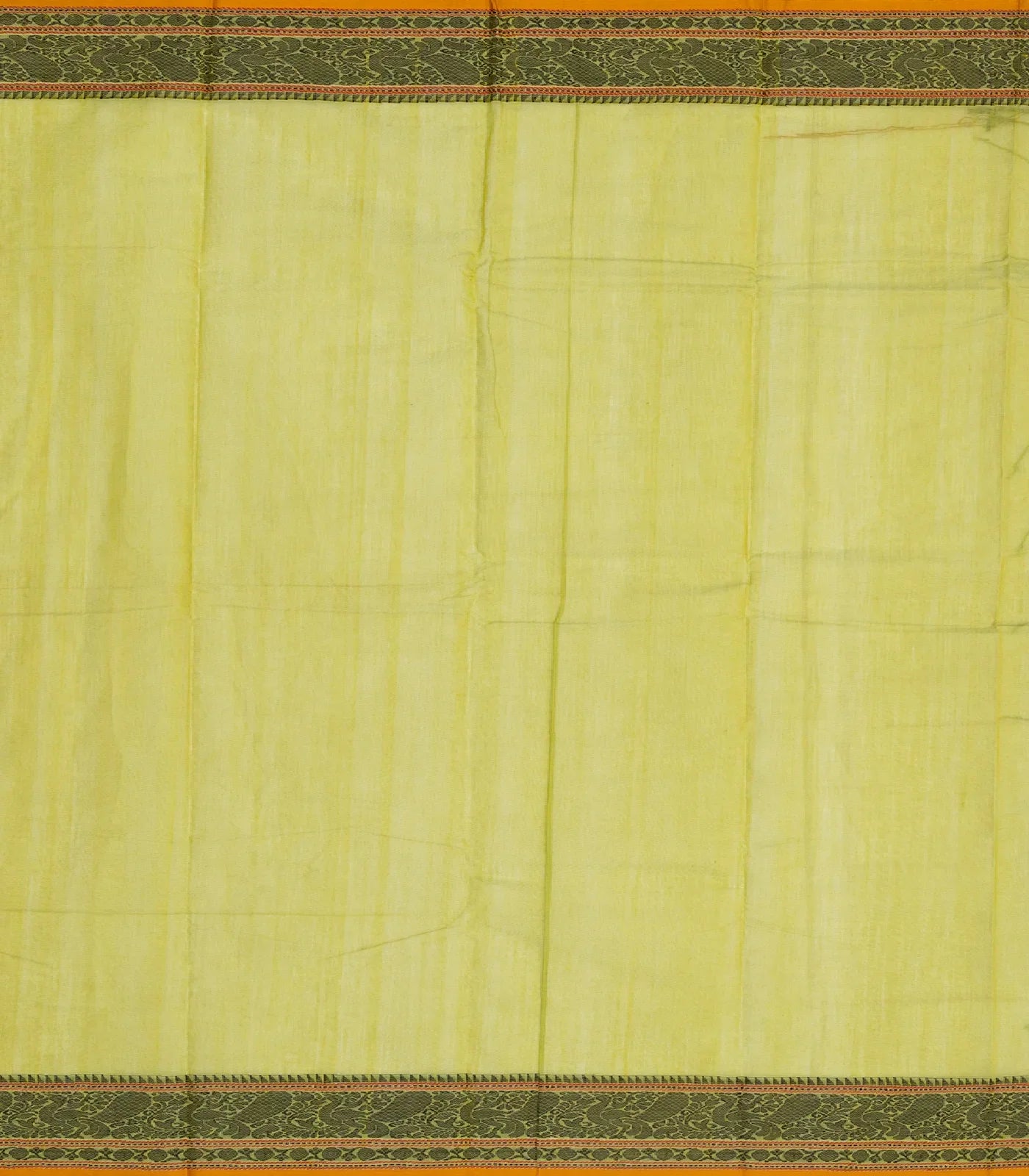 Cardamom Green Handloom Kanchi Cotton Saree With Checks & Square Motifs