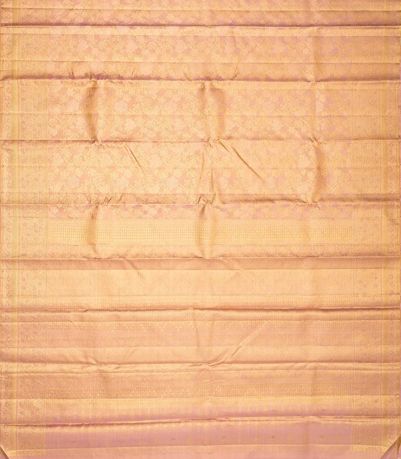 Baby Pink Handloom Kanchipuram Tissue Silk Saree With Floral Motifs