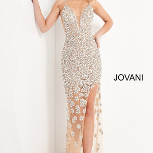 Beaded Fitted Sleeveless Slit Gown by Jovani 02492